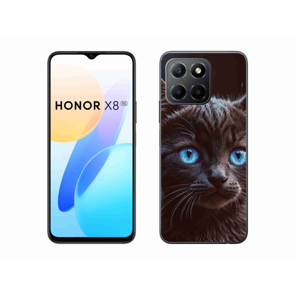 Gelový kryt mmCase na Honor X8 5G/Honor 70 Lite 5G - černé kotě 2