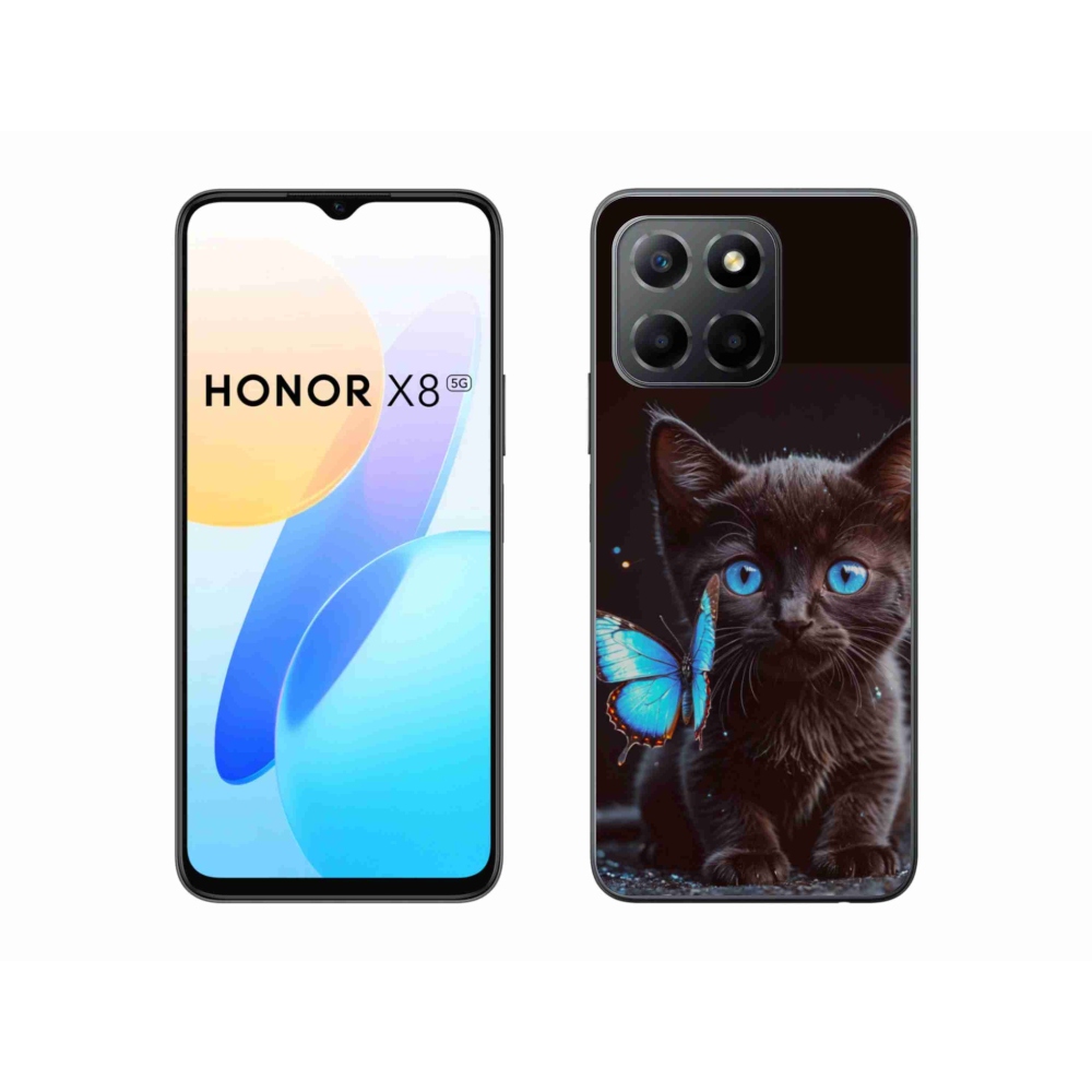 Gelový kryt mmCase na Honor X8 5G/Honor 70 Lite 5G - černé kotě 3