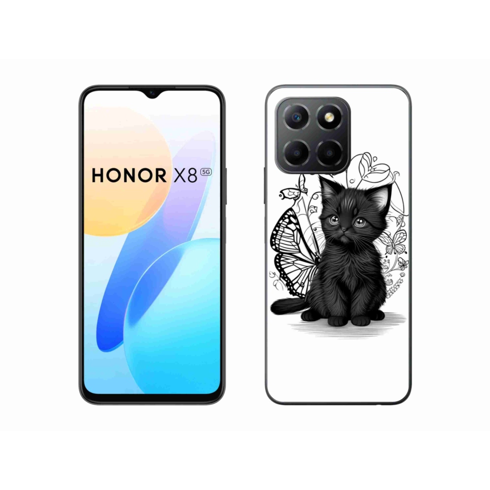 Gelový kryt mmCase na Honor X8 5G/Honor 70 Lite 5G - černé kotě