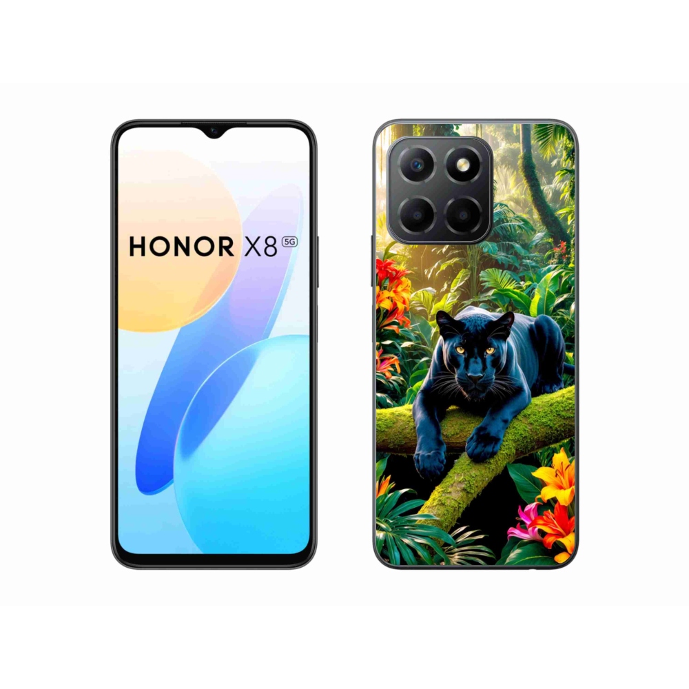 Gelový kryt mmCase na Honor X8 5G/Honor 70 Lite 5G - černý panter v džungli