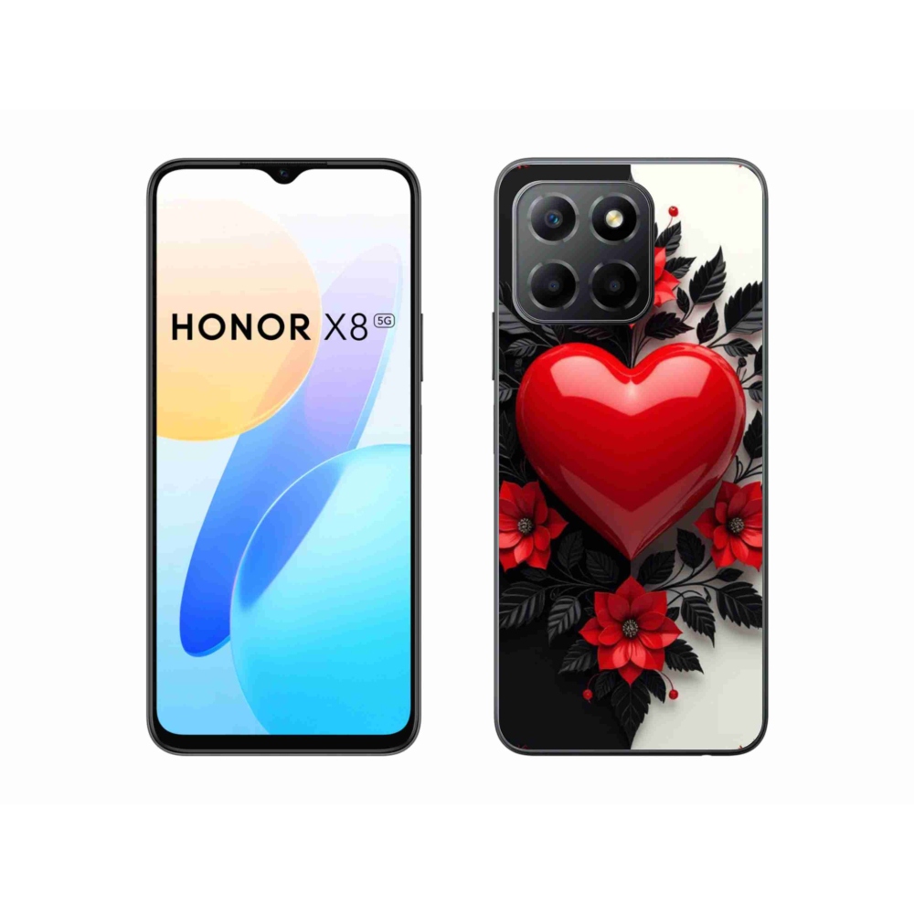 Gelový kryt mmCase na Honor X8 5G/Honor 70 Lite 5G - červené srdce
