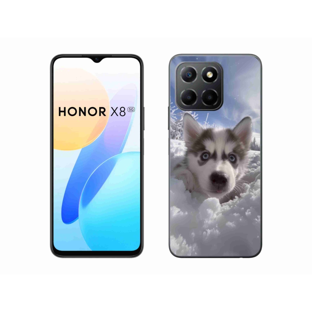 Gelový kryt mmCase na Honor X8 5G/Honor 70 Lite 5G - husky ve sněhu