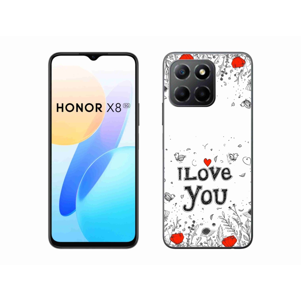 Gelový kryt mmCase na Honor X8 5G/Honor 70 Lite 5G - I love you bílé pozadí