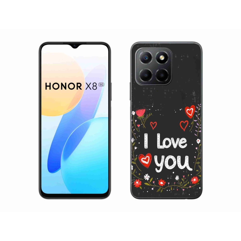 Gelový kryt mmCase na Honor X8 5G/Honor 70 Lite 5G - I love you černé pozadí
