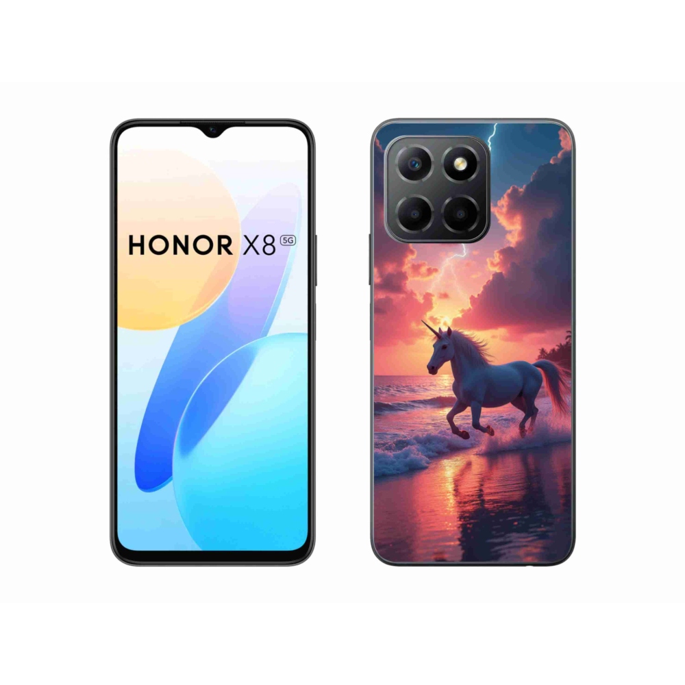 Gelový kryt mmCase na Honor X8 5G/Honor 70 Lite 5G - jednorožec na pláži