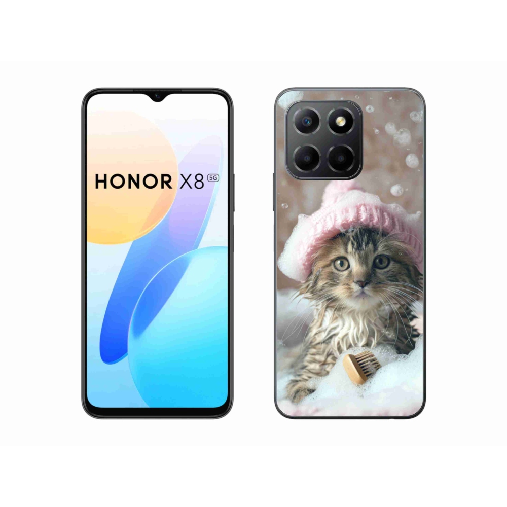 Gelový kryt mmCase na Honor X8 5G/Honor 70 Lite 5G - kotě a koupel