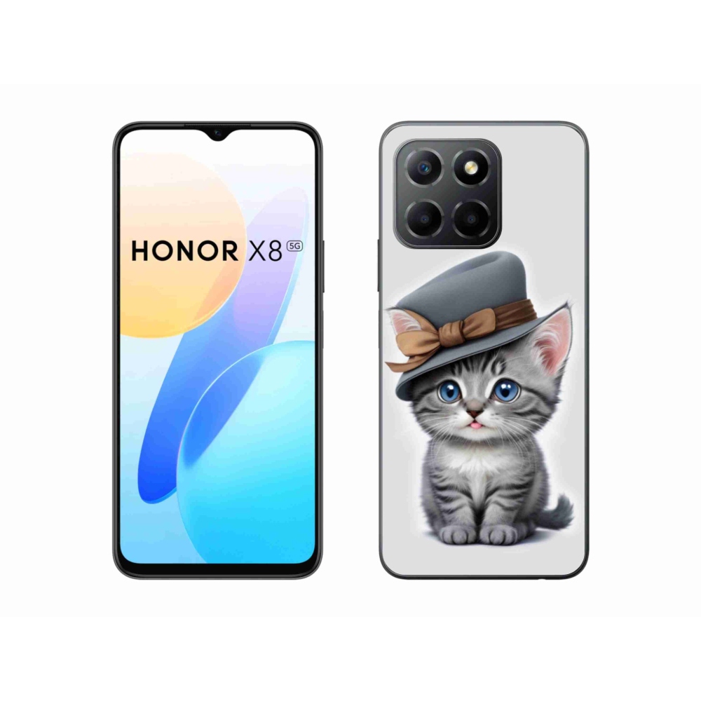 Gelový kryt mmCase na Honor X8 5G/Honor 70 Lite 5G - kotě s kloboukem