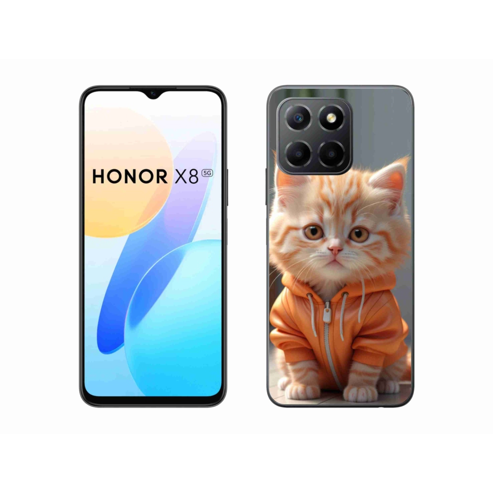 Gelový kryt mmCase na Honor X8 5G/Honor 70 Lite 5G - kotě v mikině