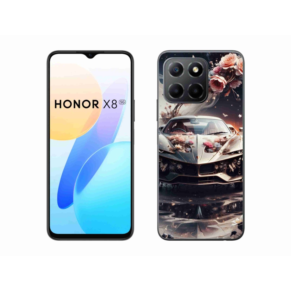 Gelový kryt mmCase na Honor X8 5G/Honor 70 Lite 5G - květinový sportovní vůz