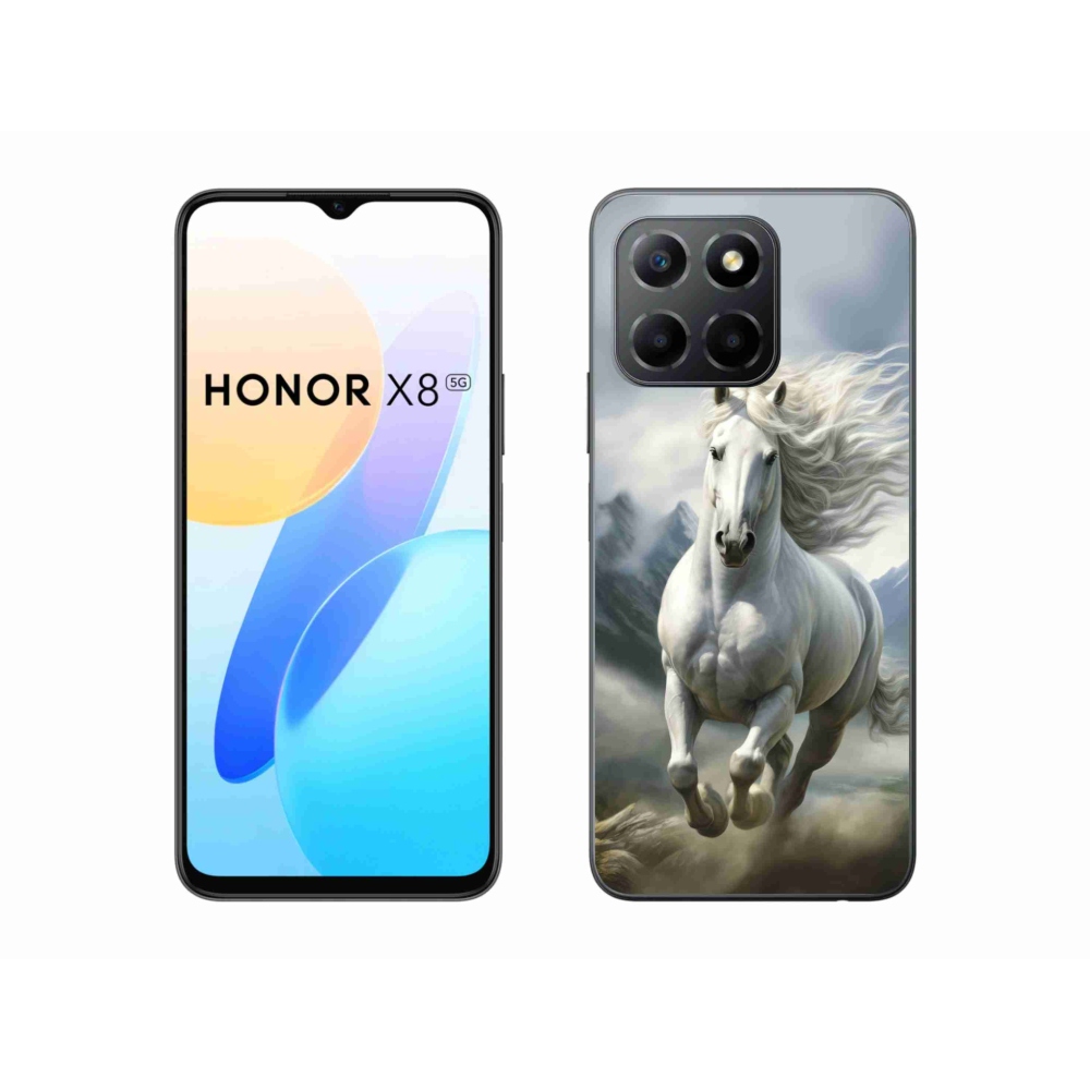 Gelový kryt mmCase na Honor X8 5G/Honor 70 Lite - běžící bílý kůň 3