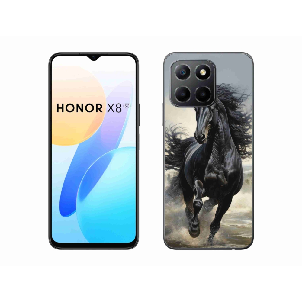 Gelový kryt mmCase na Honor X8 5G/Honor 70 Lite - běžící černý kůň