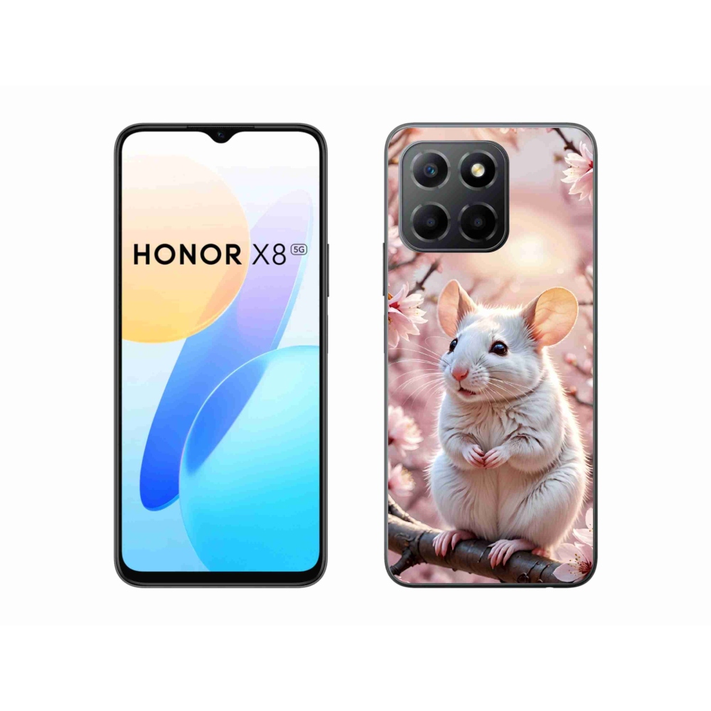 Gelový kryt mmCase na Honor X8 5G/Honor 70 Lite - bílá myš na větvi
