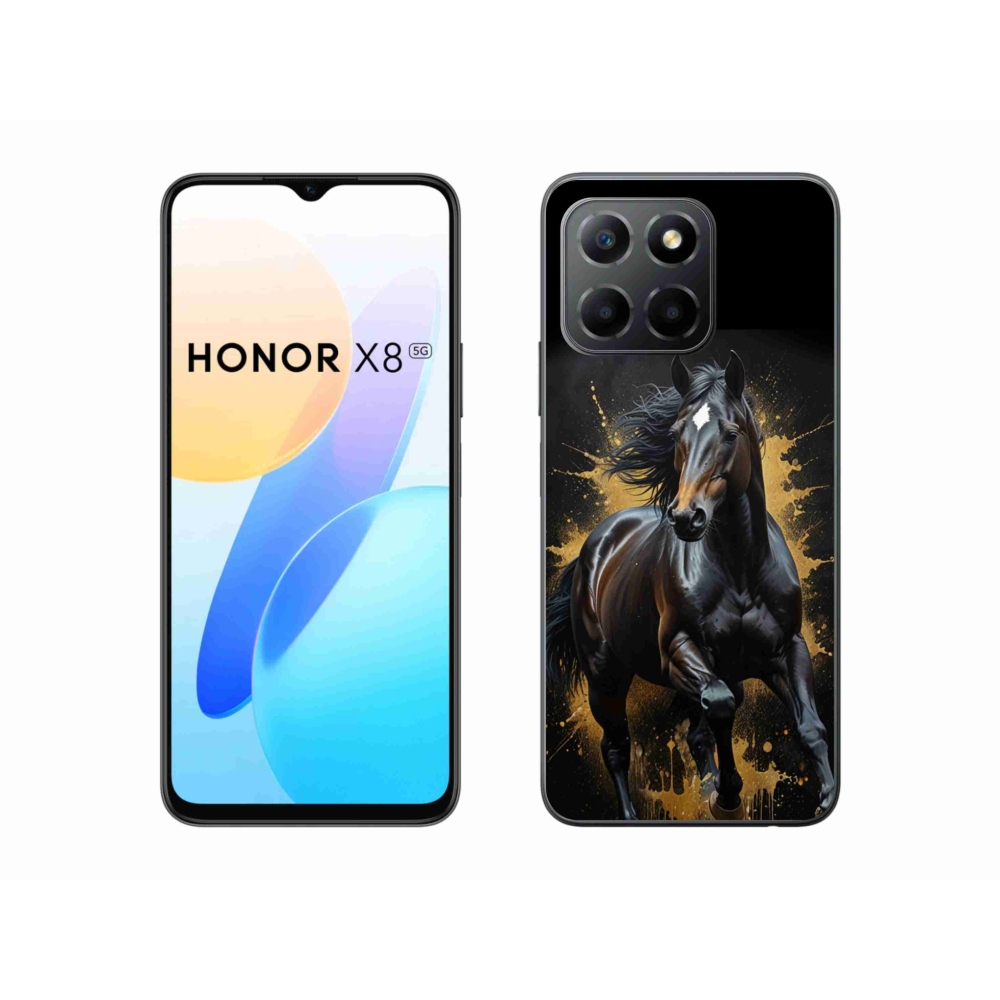 Gelový kryt mmCase na Honor X8 5G/Honor 70 Lite - elegantní černý hřebec