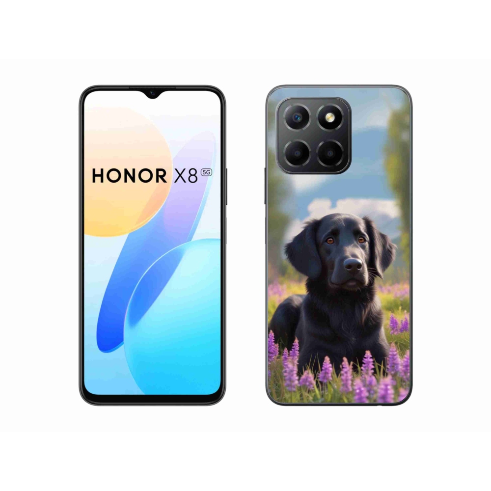 Gelový kryt mmCase na Honor X8 5G/Honor 70 Lite - elegantní černý retrívr