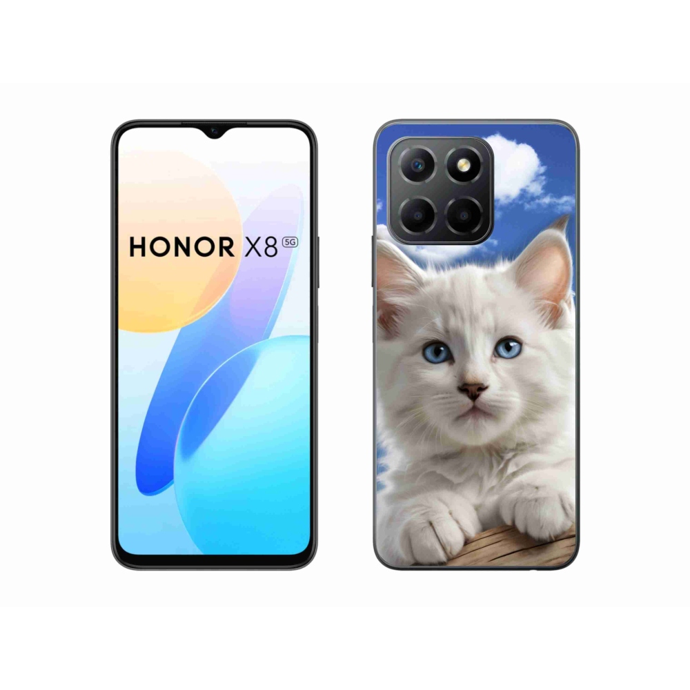 Gelový kryt mmCase na Honor X8 5G/Honor 70 Lite - kotě a oblaka