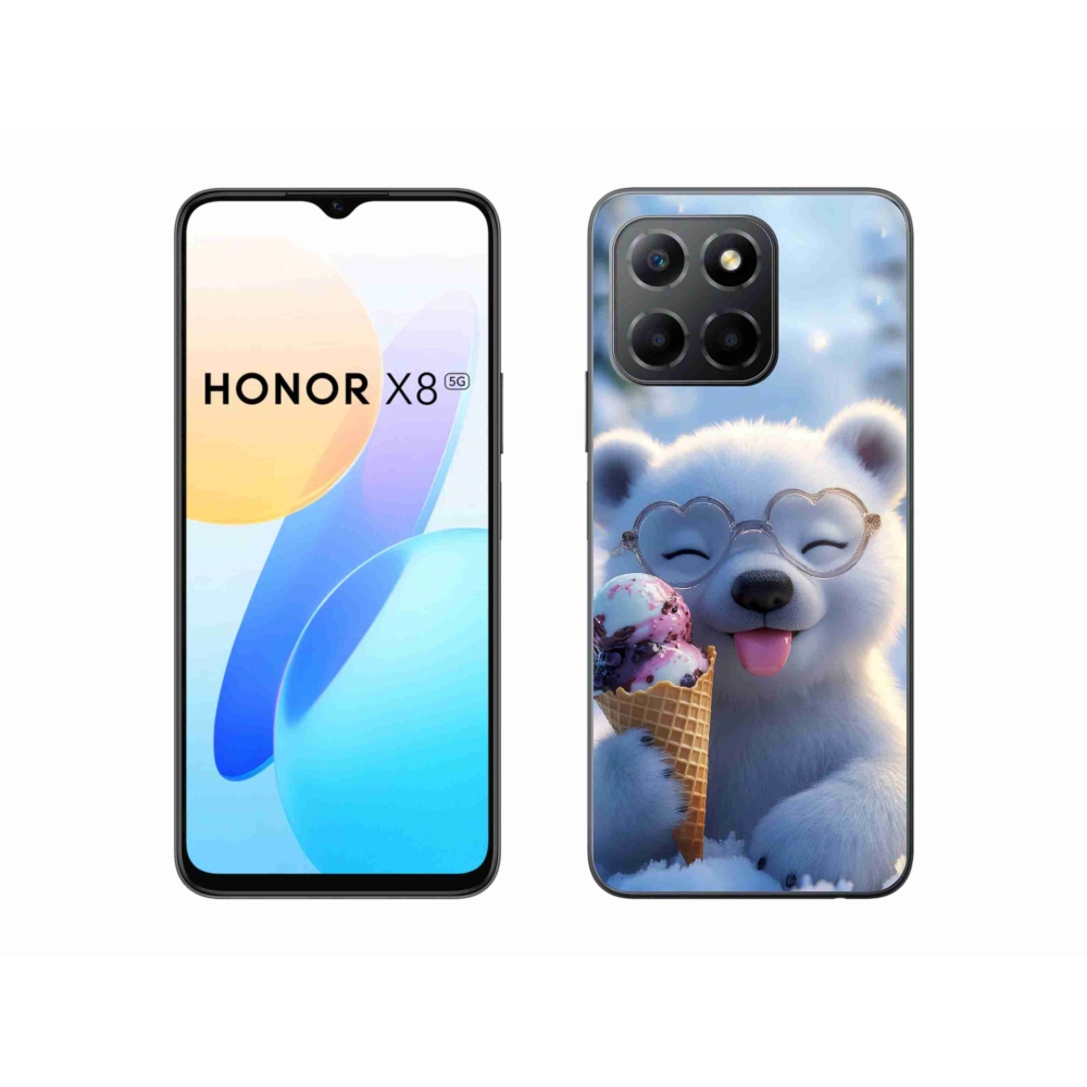 Gelový kryt mmCase na Honor X8 5G/Honor 70 Lite - medvídek se zmrzlinou