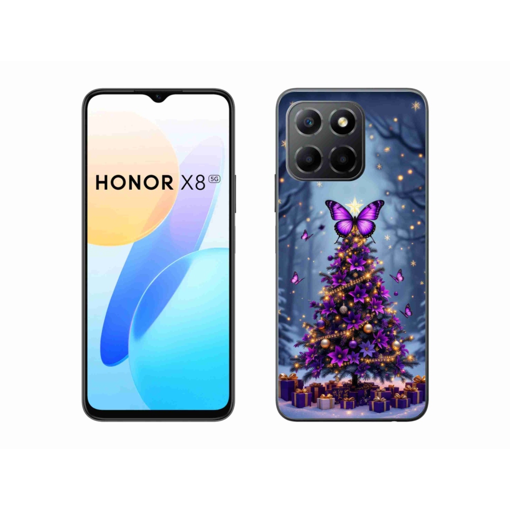 Gelový kryt mmCase na Honor X8 5G/Honor 70 Lite - motýlí vánoční stromek