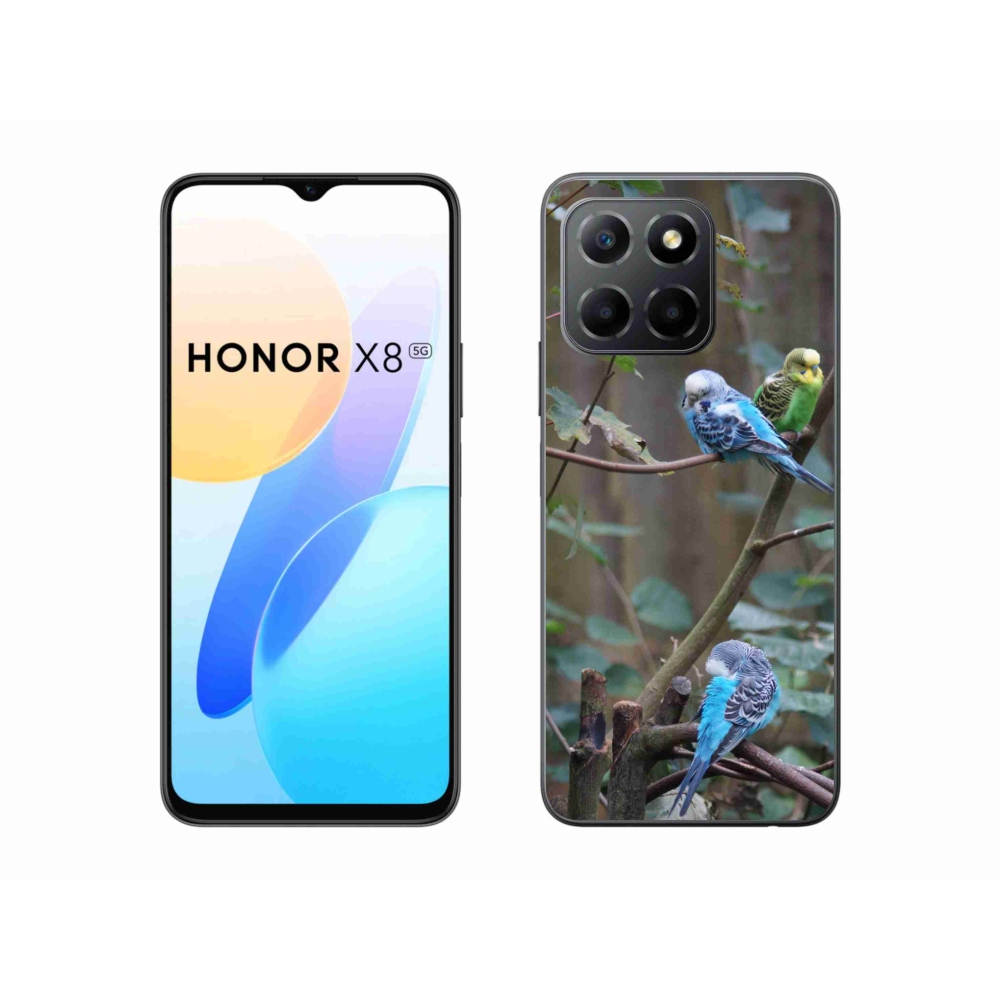 Gelový kryt mmCase na Honor X8 5G/Honor 70 Lite - papoušci na větvi