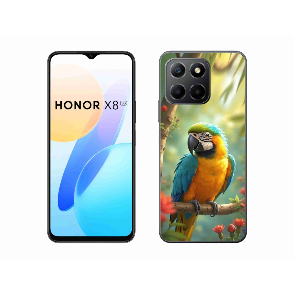 Gelový kryt mmCase na Honor X8 5G/Honor 70 Lite - papoušek ara modrožlutá