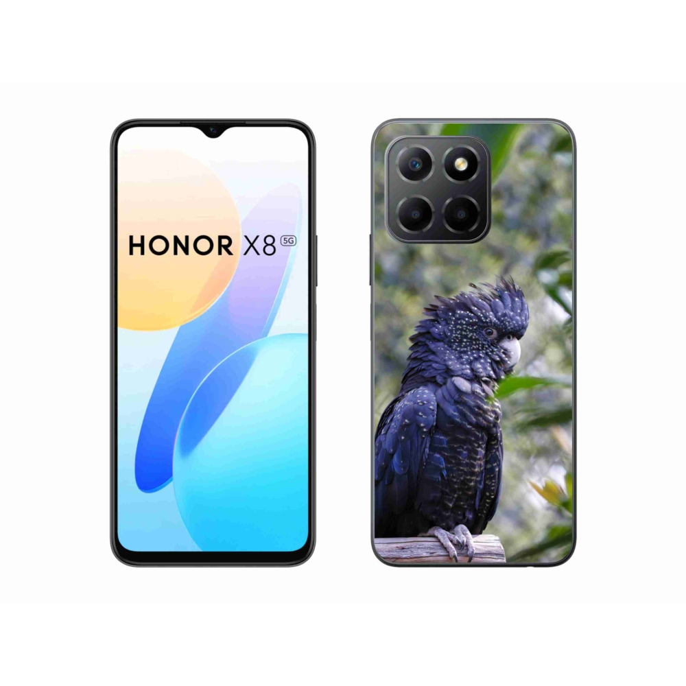 Gelový kryt mmCase na Honor X8 5G/Honor 70 Lite - papoušek kakadu černý