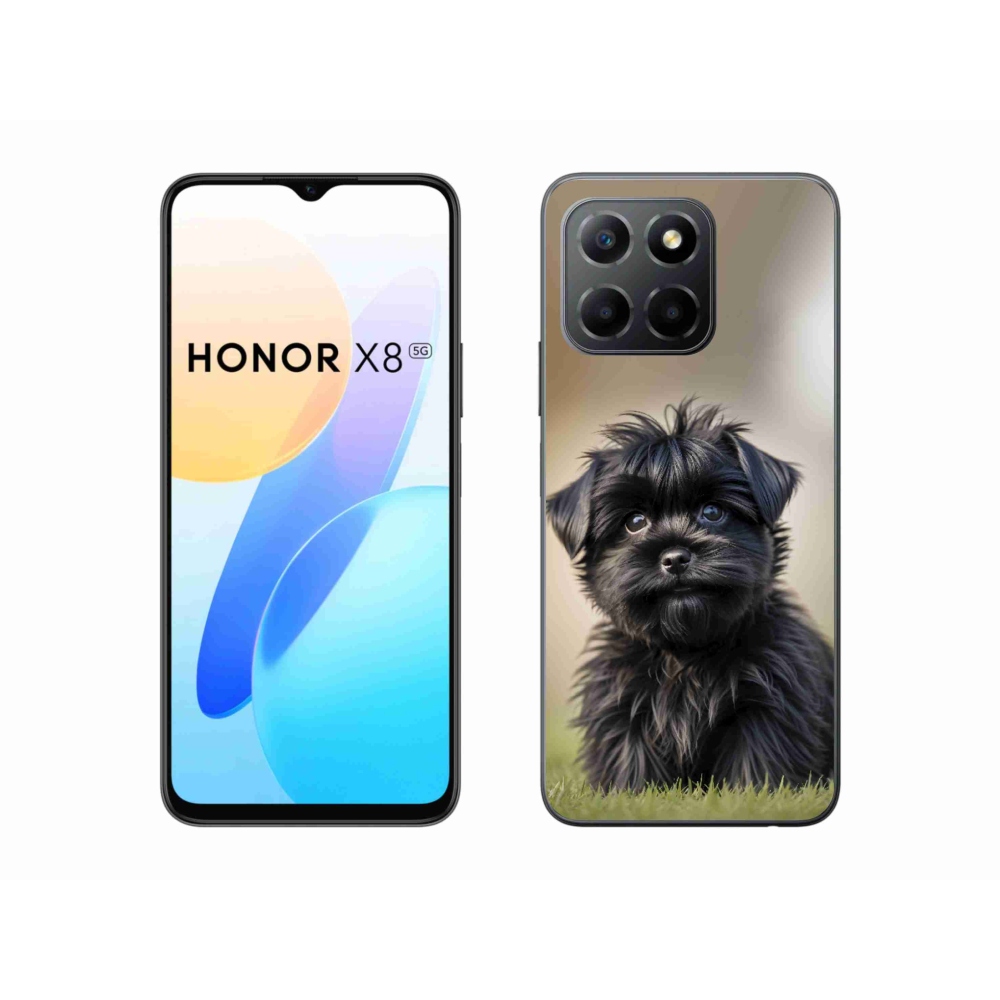 Gelový kryt mmCase na Honor X8 5G/Honor 70 Lite - roztomilý černý pejsek