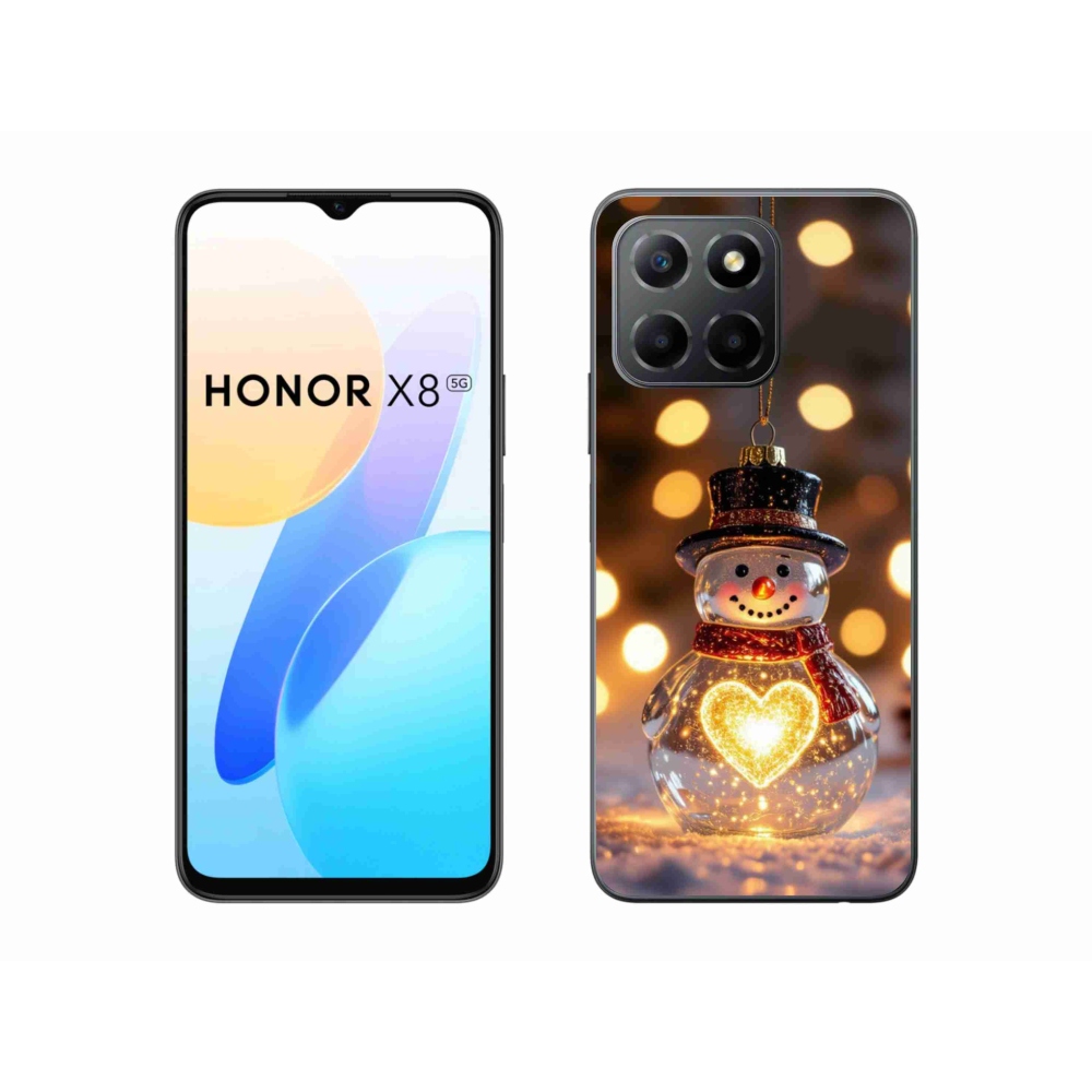 Gelový kryt mmCase na Honor X8 5G/Honor 70 Lite - svítící vánoční sněhulák