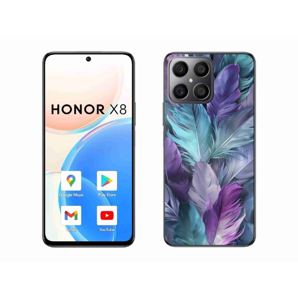 Gelový kryt mmCase na Honor X8 - barevné peří 2