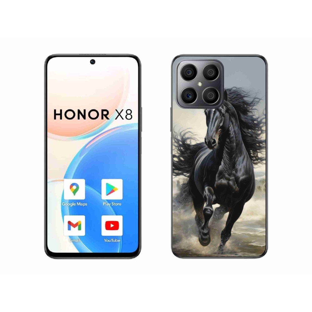 Gelový kryt mmCase na Honor X8 - běžící černý kůň