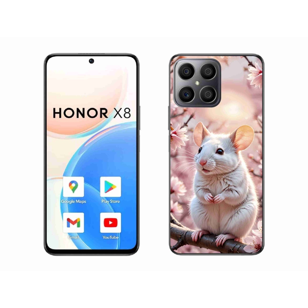 Gelový kryt mmCase na Honor X8 - bílá myš na větvi