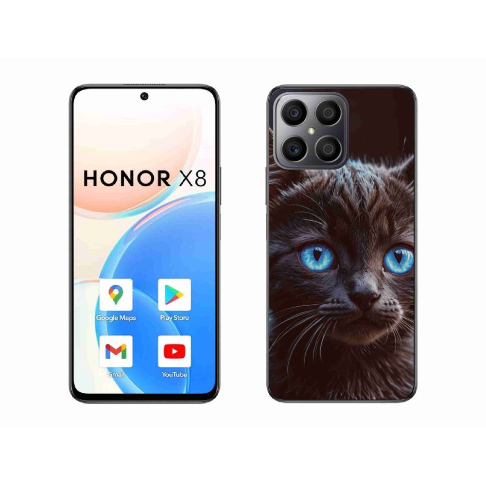 Gelový kryt mmCase na Honor X8 - černé kotě 2