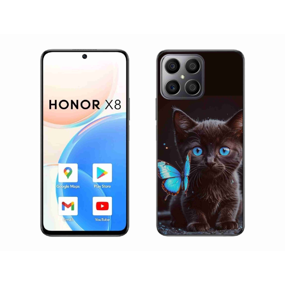 Gelový kryt mmCase na Honor X8 - černé kotě 3