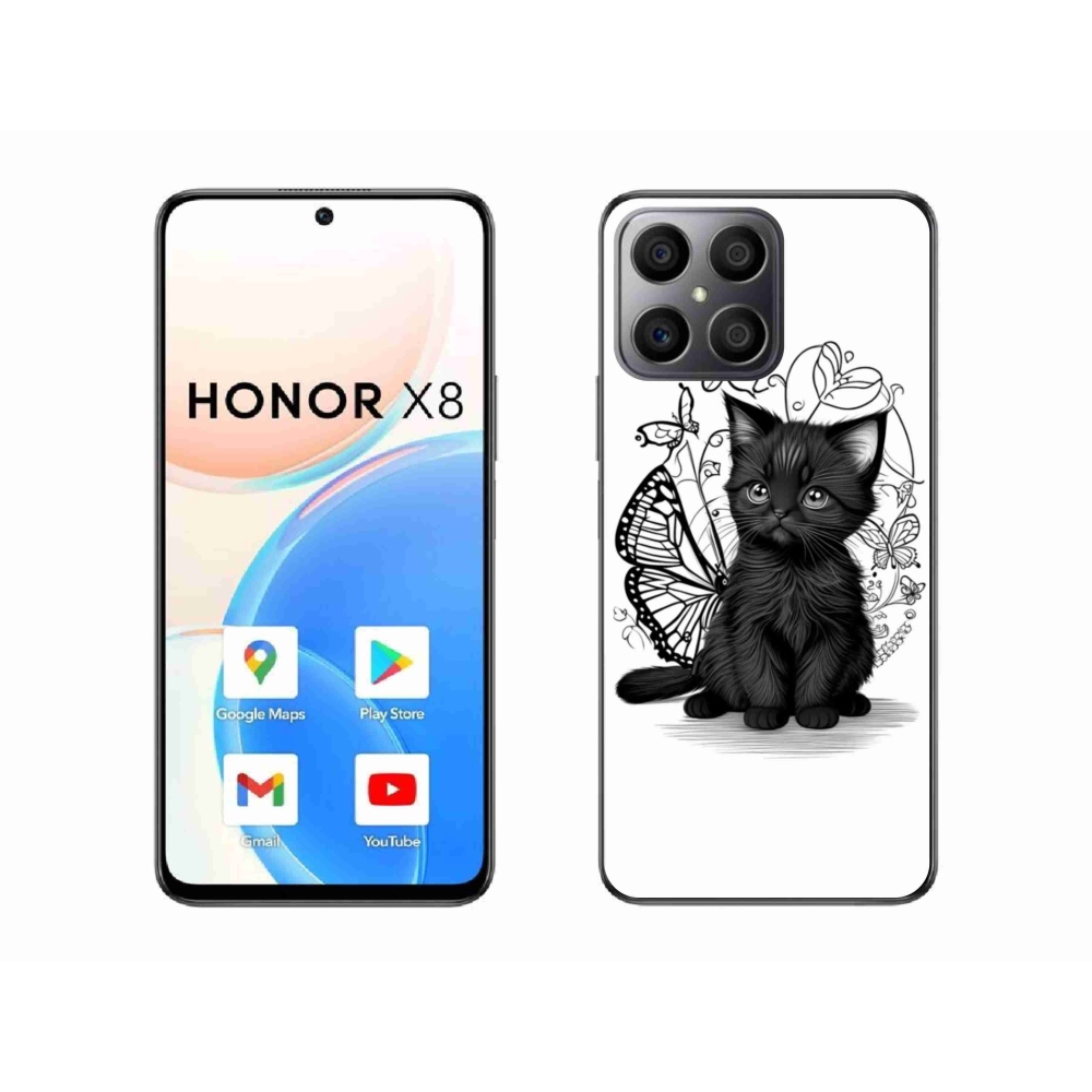 Gelový kryt mmCase na Honor X8 - černé kotě
