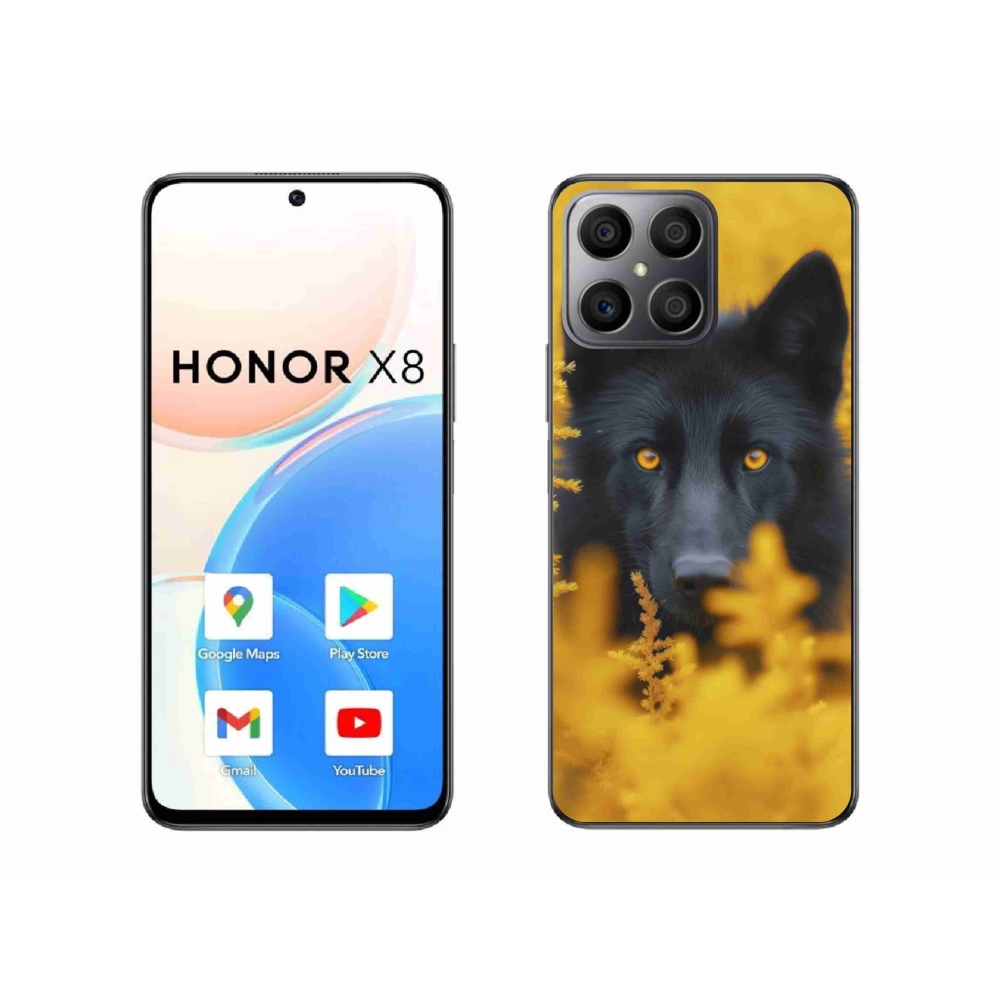 Gelový kryt mmCase na Honor X8 - černý vlk 2