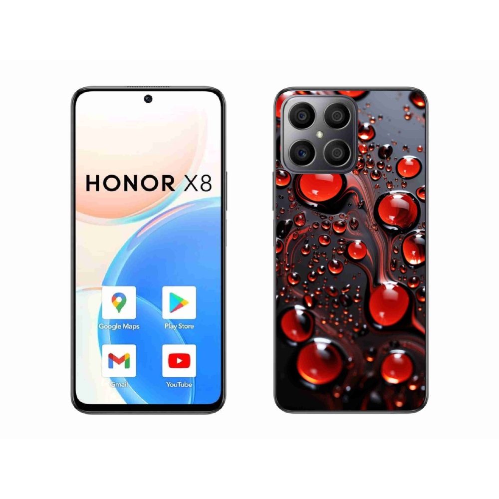 Gelový kryt mmCase na Honor X8 - červené kapky 2