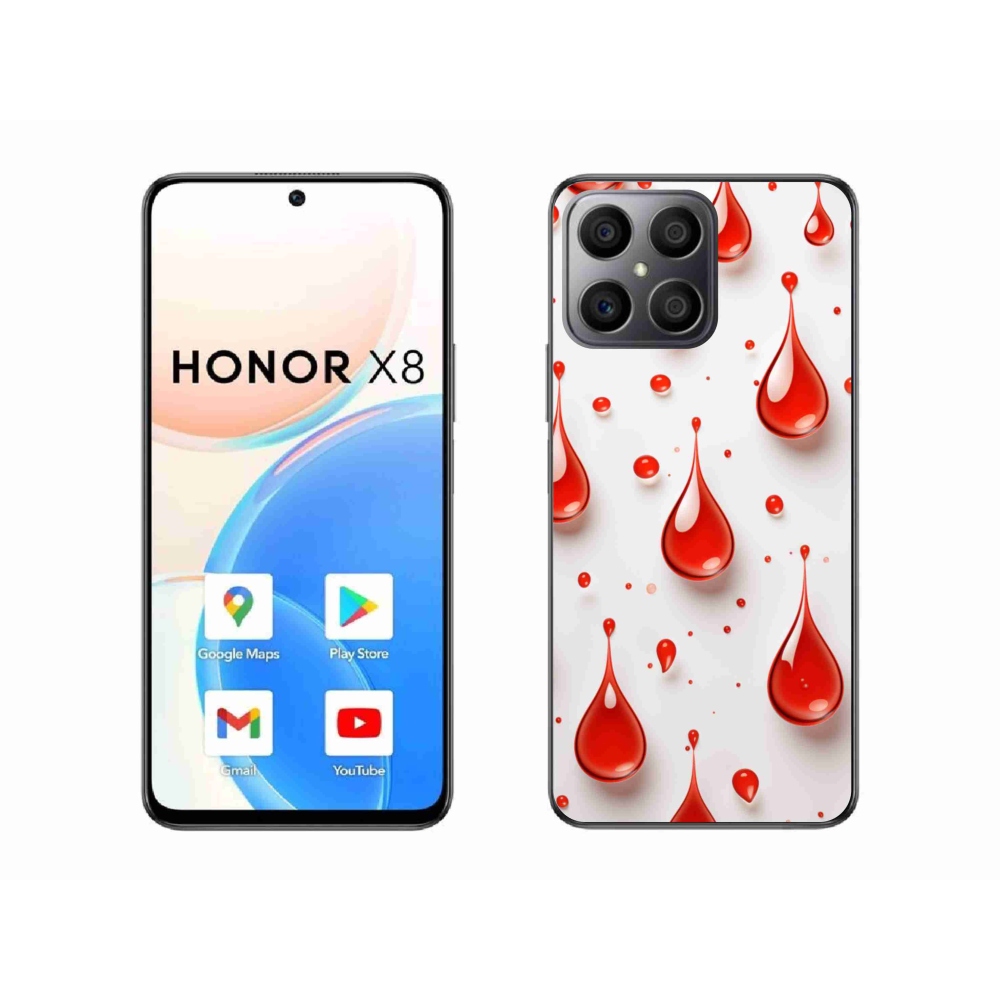 Gelový kryt mmCase na Honor X8 - červené kapky