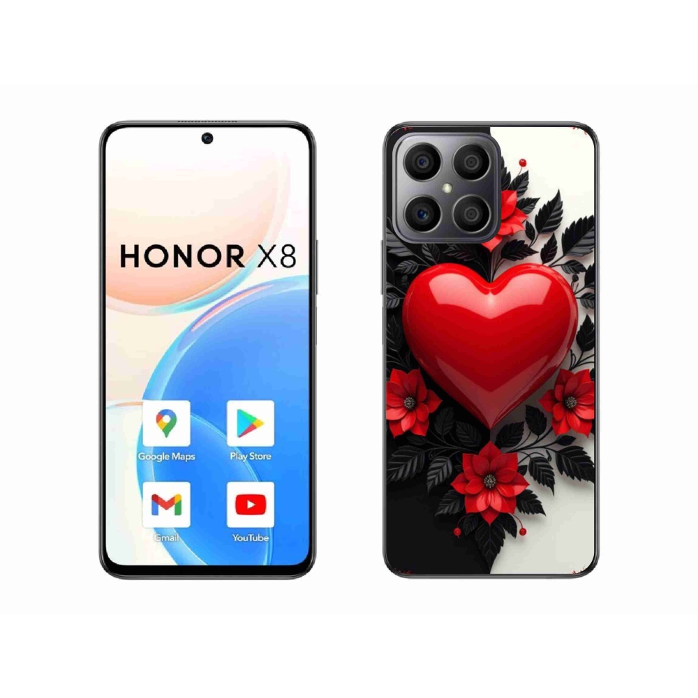 Gelový kryt mmCase na Honor X8 - červené srdce