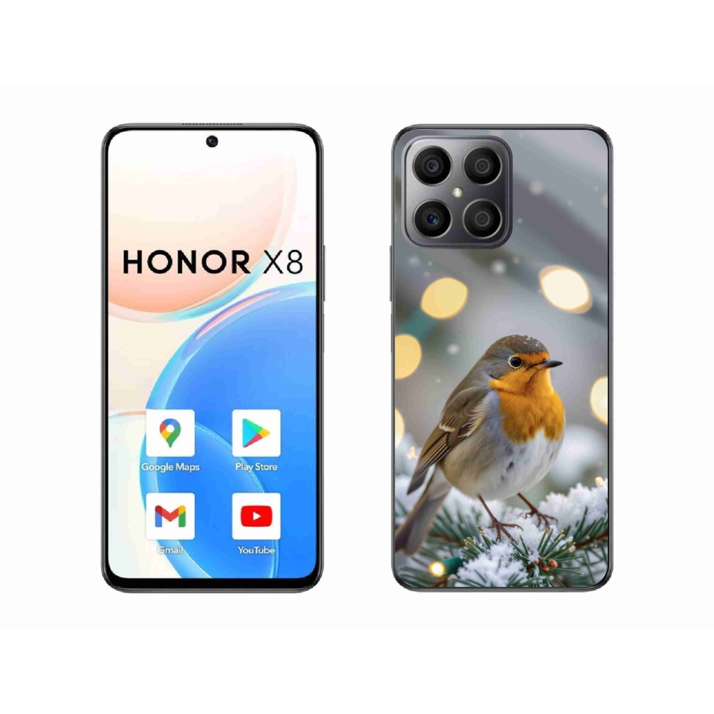Gelový kryt mmCase na Honor X8 - červenka v zimě