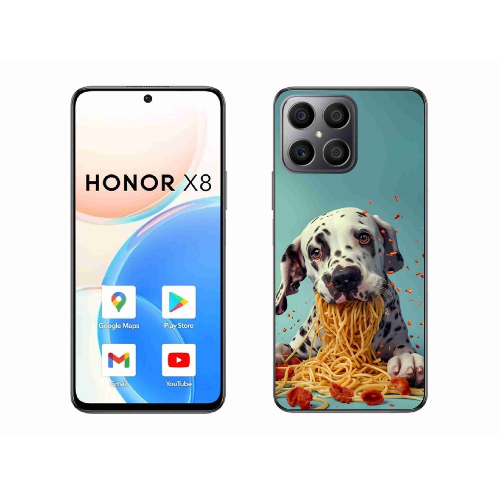 Gelový kryt mmCase na Honor X8 - dalmatin a špagety