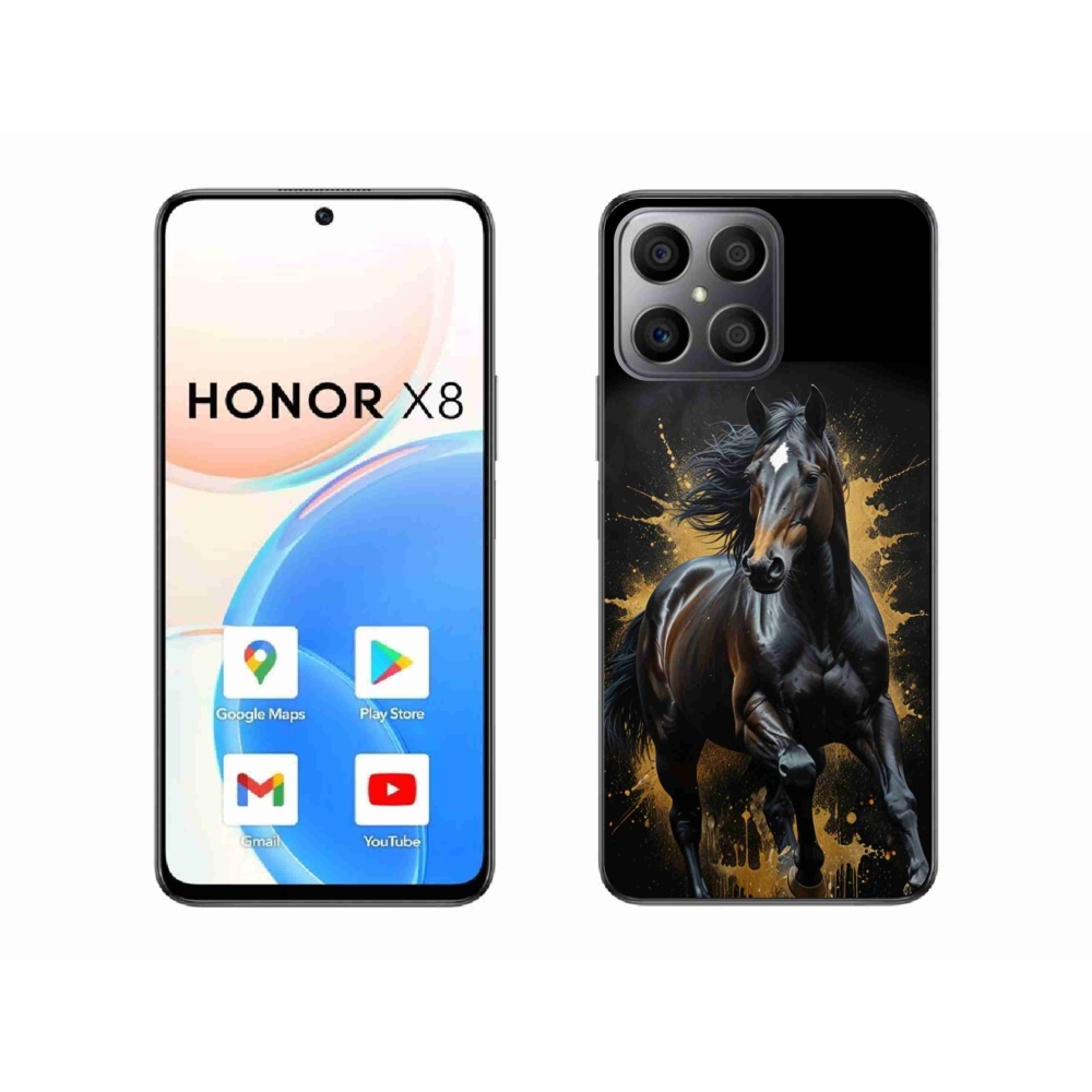 Gelový kryt mmCase na Honor X8 - elegantní černý hřebec