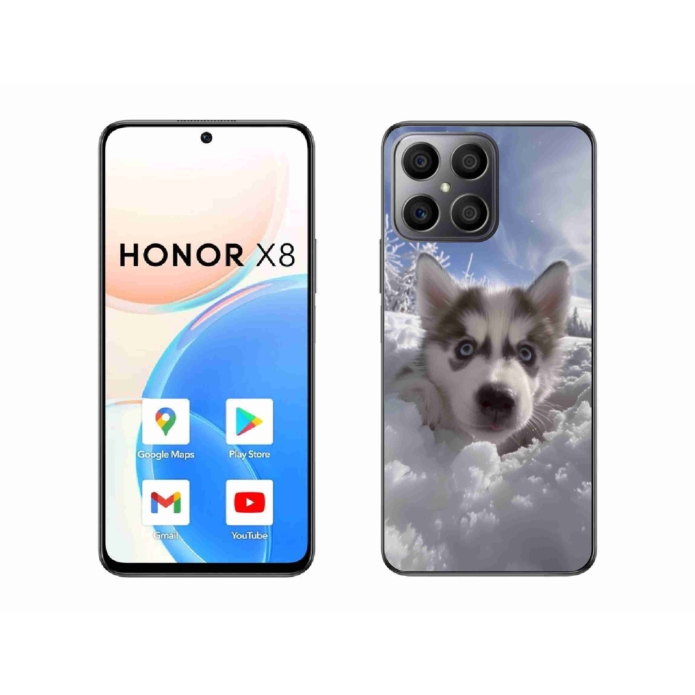 Gelový kryt mmCase na Honor X8 - husky ve sněhu