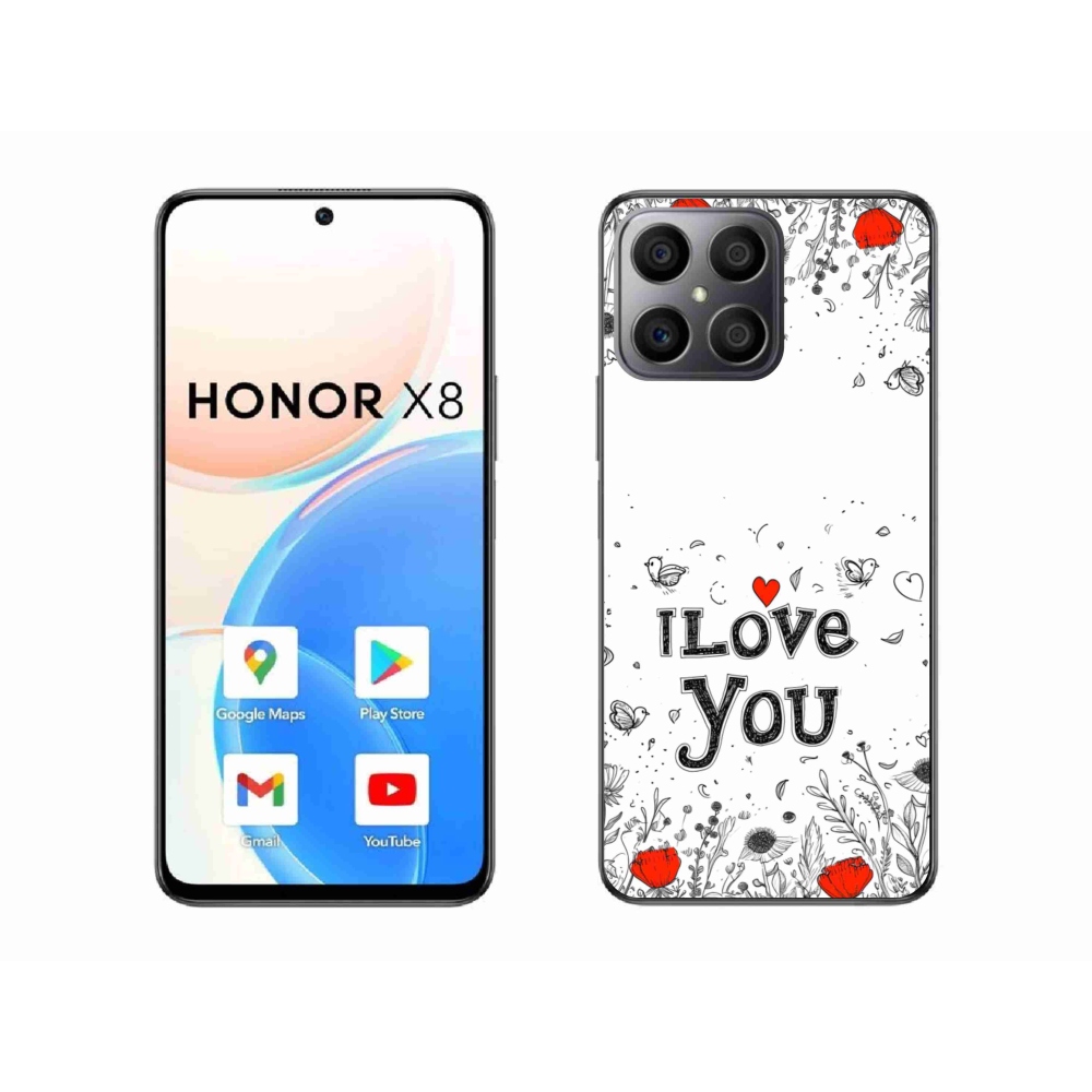 Gelový kryt mmCase na Honor X8 - I love you bílé pozadí