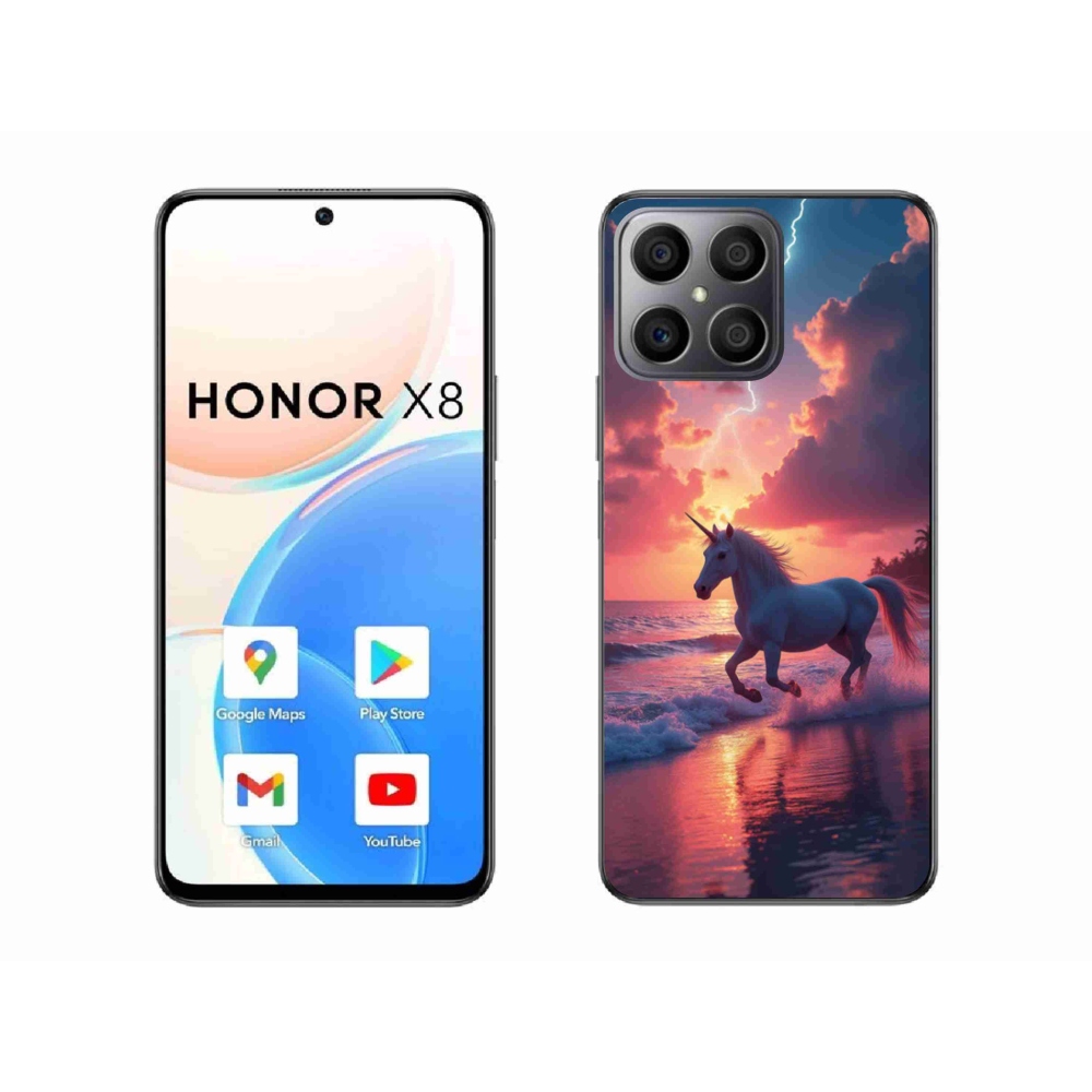 Gelový kryt mmCase na Honor X8 - jednorožec na pláži