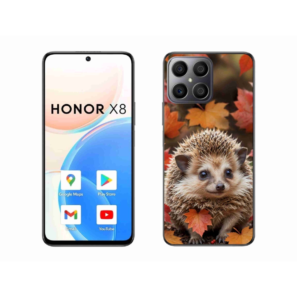 Gelový kryt mmCase na Honor X8 - ježek v listí