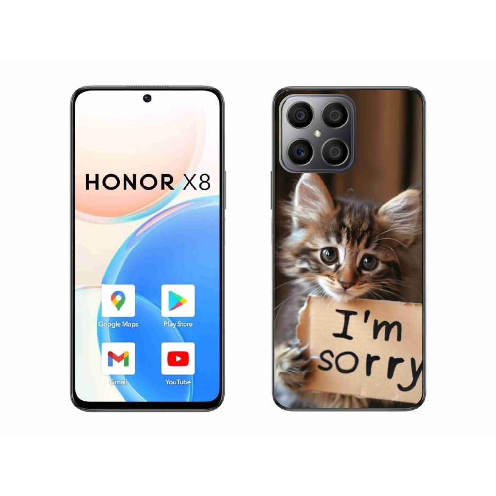 Gelový kryt mmCase na Honor X8 - kočíčí omluva