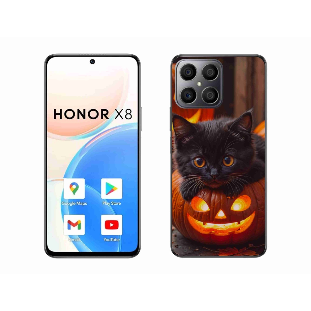 Gelový kryt mmCase na Honor X8 - kotě a dýně