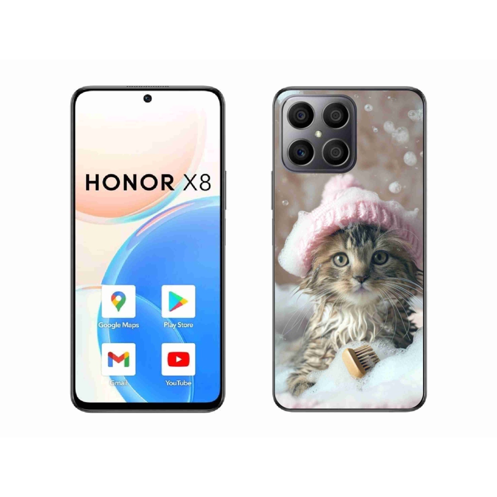 Gelový kryt mmCase na Honor X8 - kotě a koupel