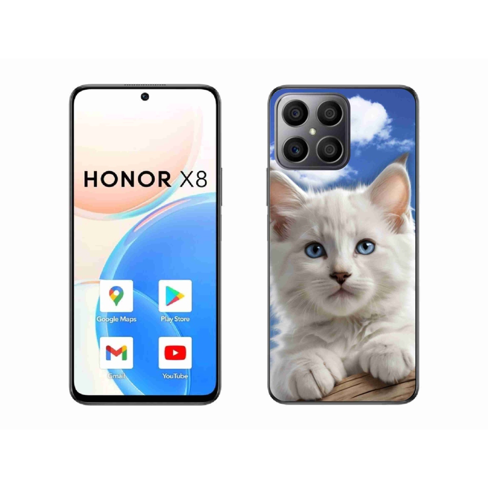 Gelový kryt mmCase na Honor X8 - kotě a oblaka