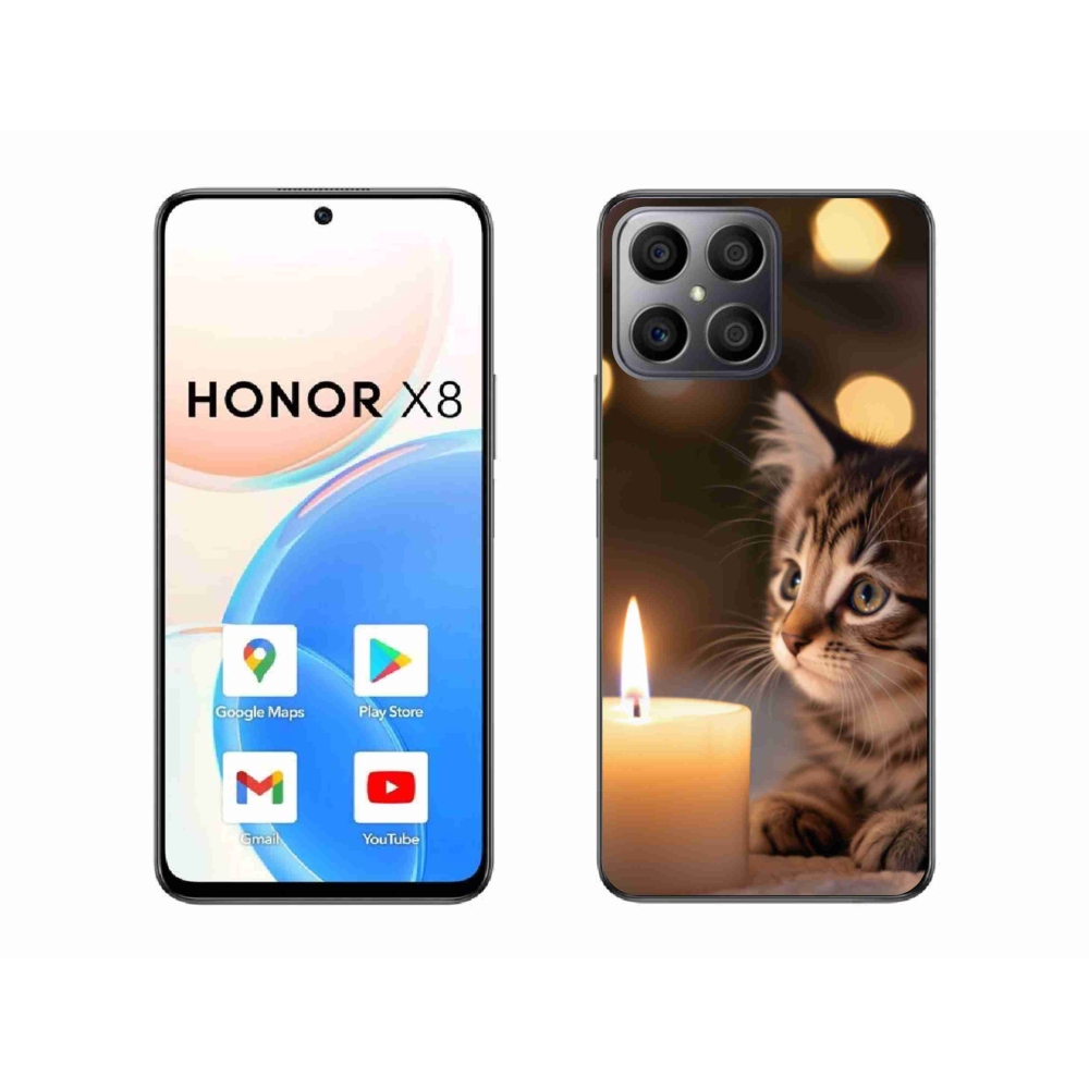 Gelový kryt mmCase na Honor X8 - kotě a svíčka