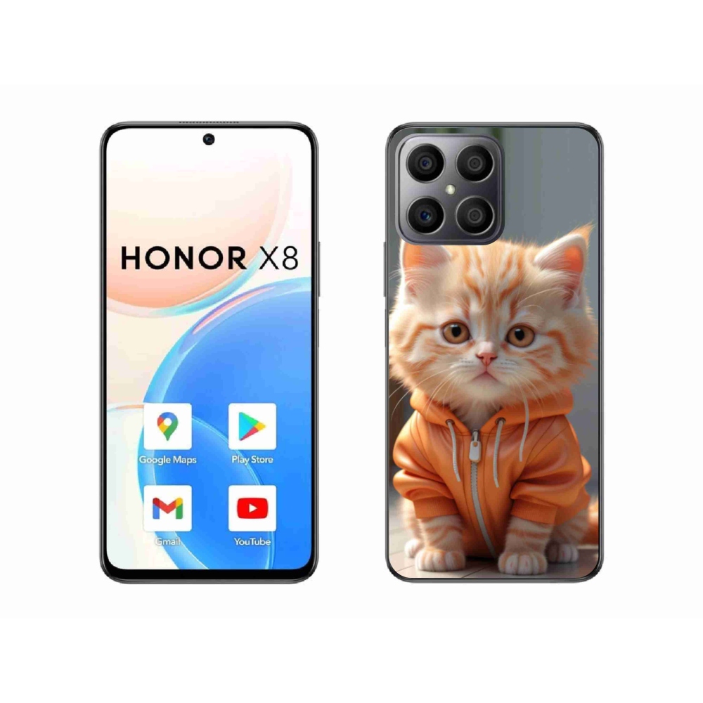 Gelový kryt mmCase na Honor X8 - kotě v mikině