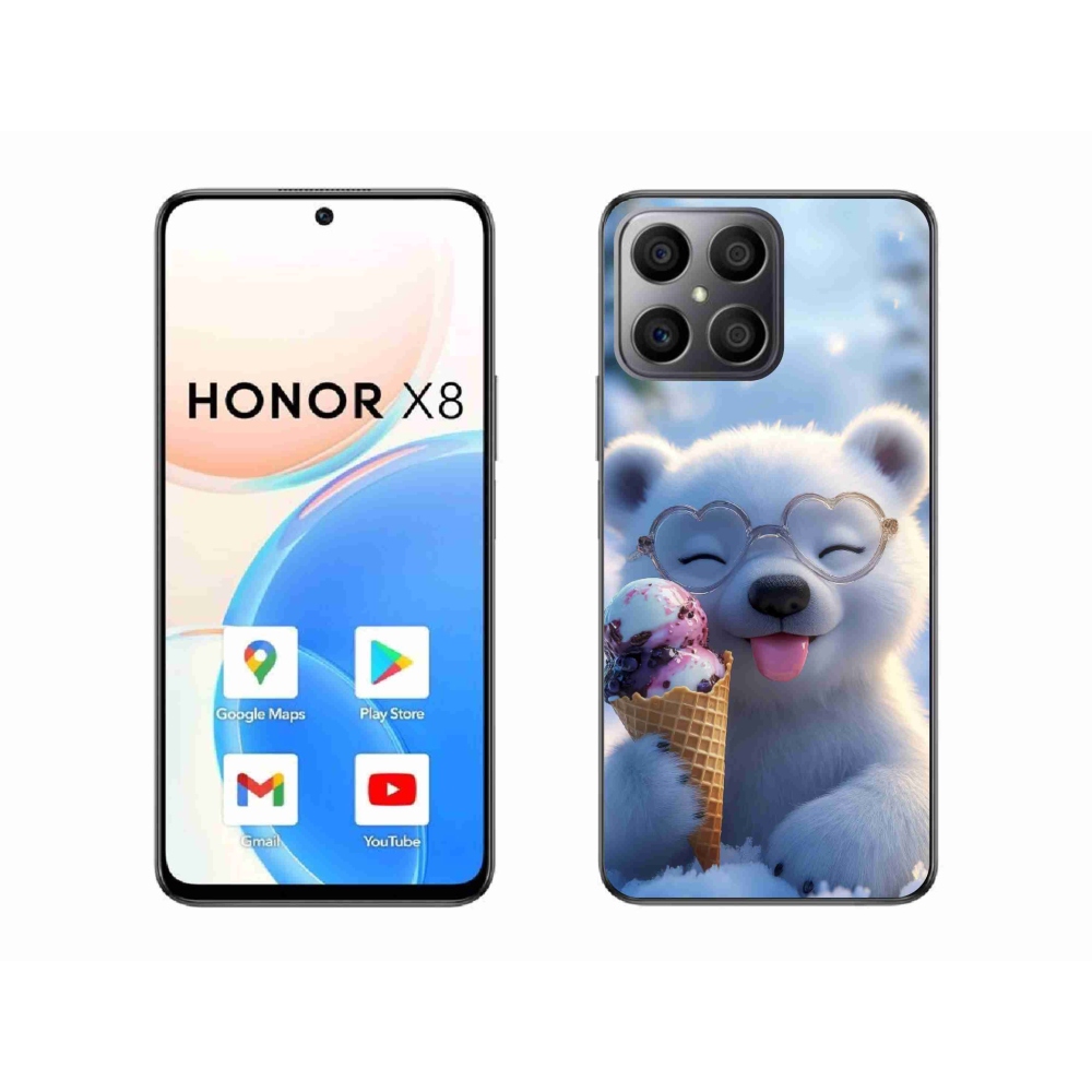 Gelový kryt mmCase na Honor X8 - medvídek se zmrzlinou
